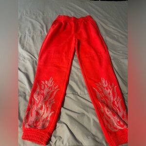 Rhinestone flame joggers
